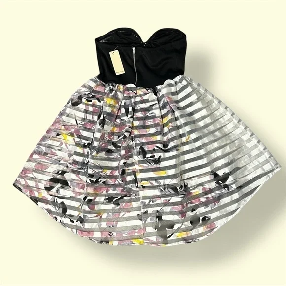 Pink White Black Strapless Party Dress Large - Picture 5 of 6